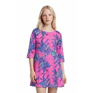 Lilly Pulitzer Girls Dress‎ Size XL 12-14 Pink Tropical Palm Monkey